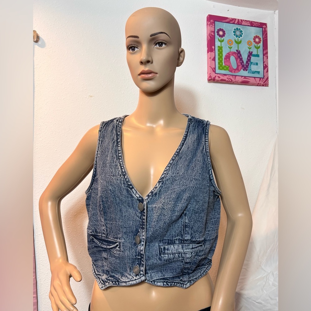 Denim Button-Up Vest